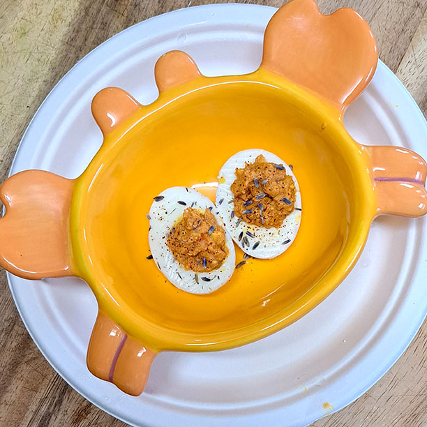 Fire-Flower Deviled Eggs