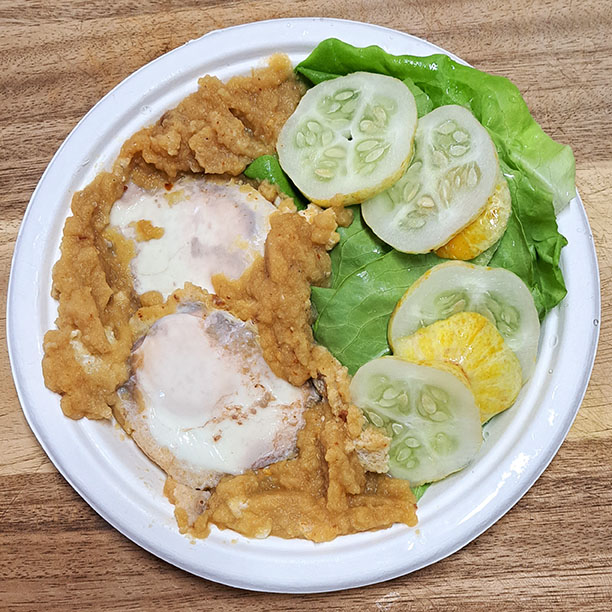 Tomato Apple Chile Eggs with Simple Summer Salad